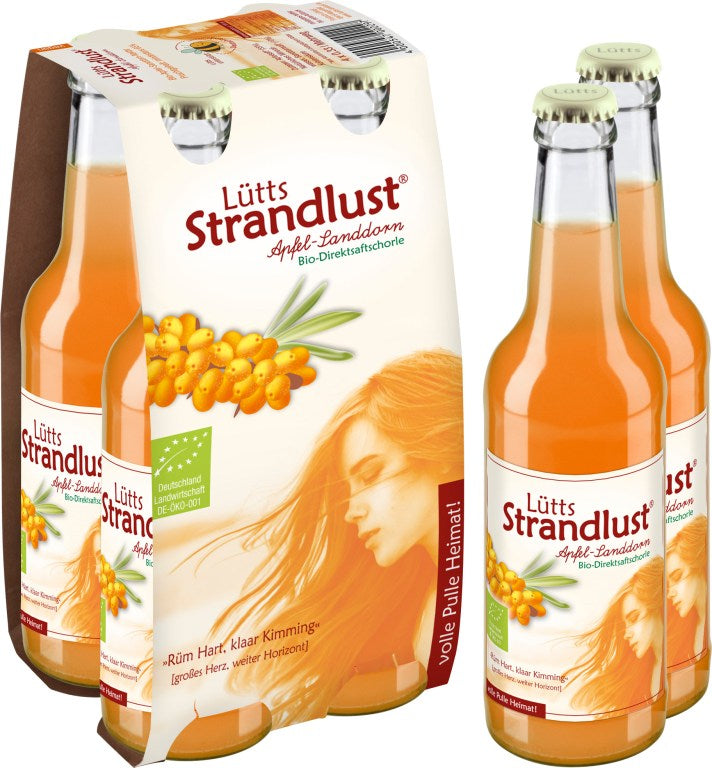 Lütts Strandlust Apfel-Sanddorn 4x0,33l-Flasche inkl. Pfand