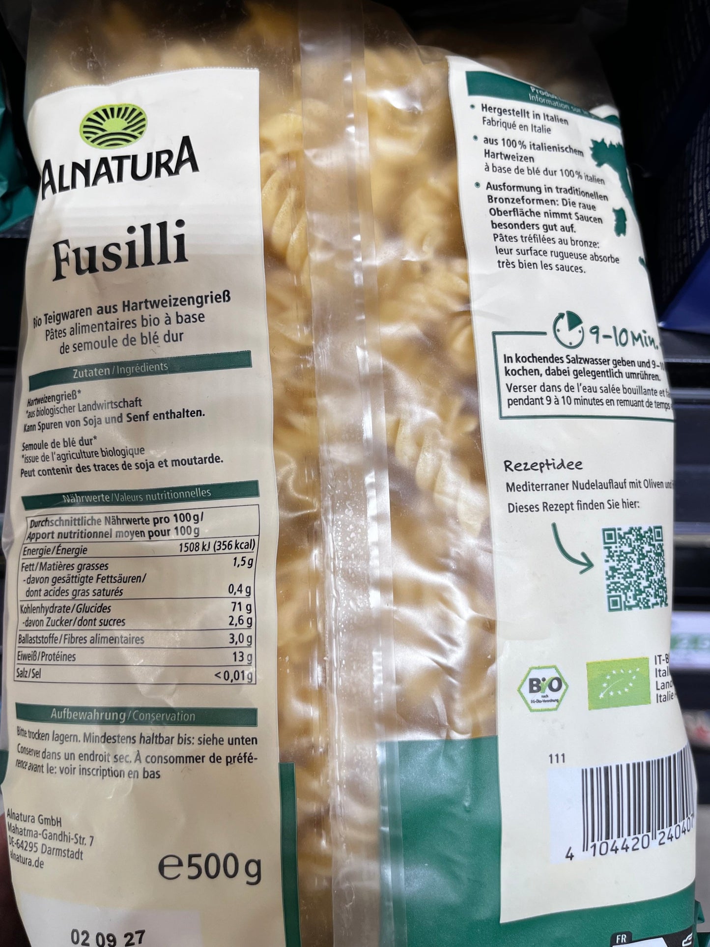 Alnatura Bio Fusilli No. 19 500g