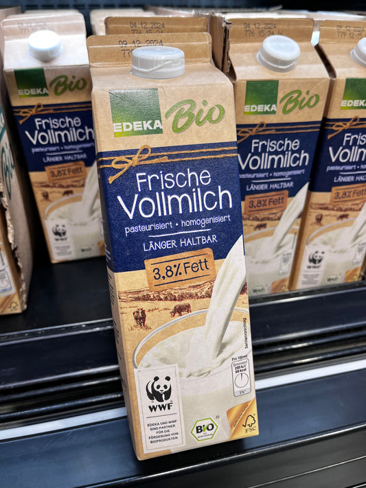 Edeka Bio Frische Vollmilch 3,8% Fett 1 L